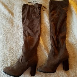 Over the knee suede boots
